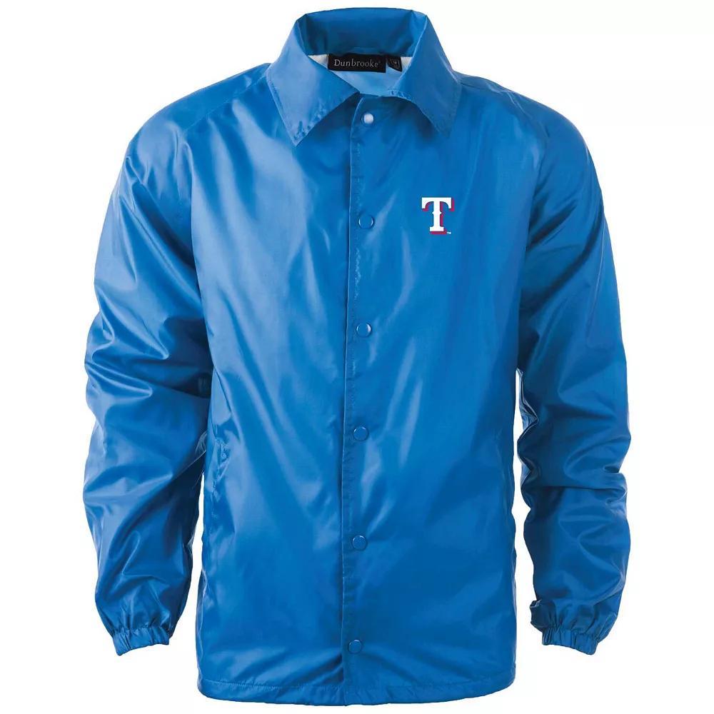 Men's Dunbrooke  Royal Texas Rangers Coach's Raglan Full-Snap Windbreaker Jacket, Size: Small, Blue Product Image