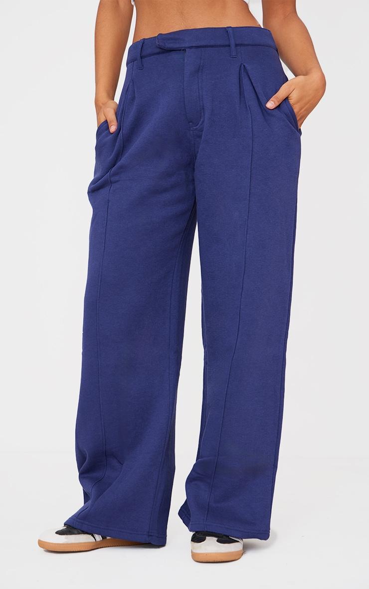 Navy Pintuck Fleeceback Tailored Sweatpants Product Image
