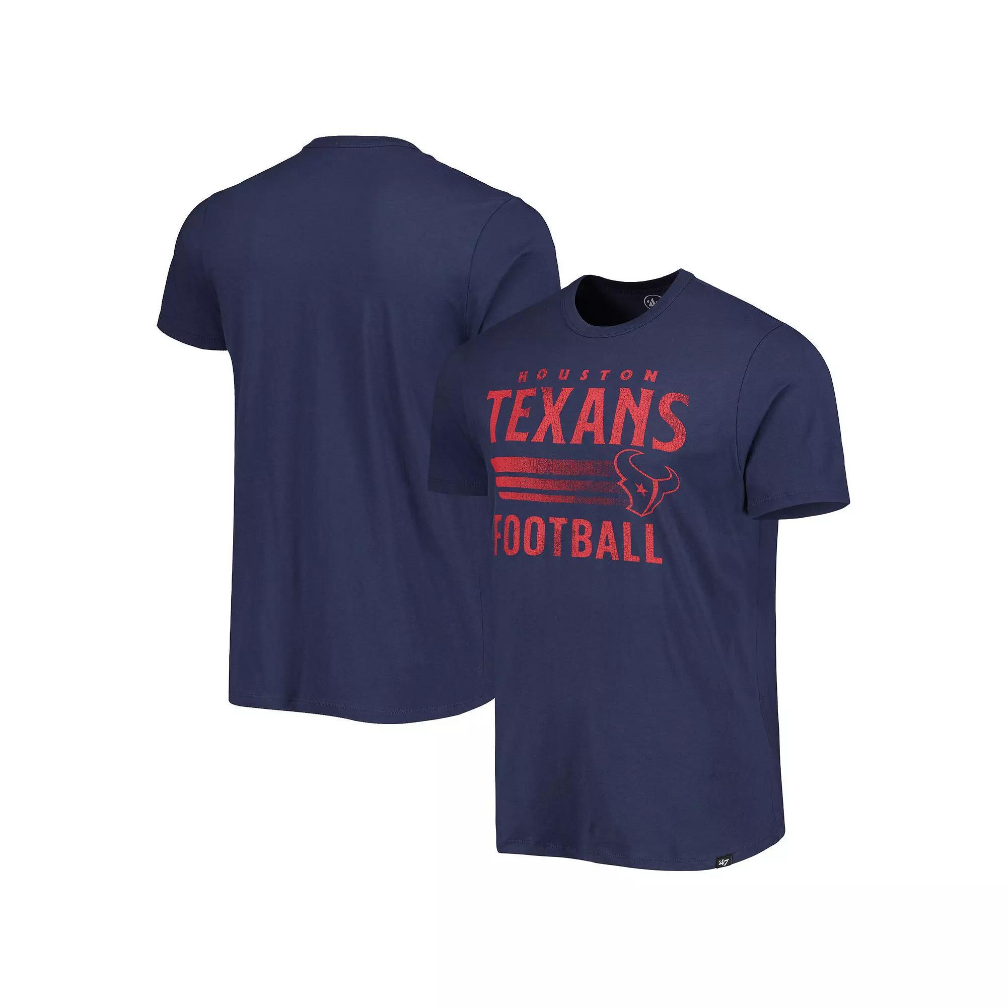 Men's '47 Navy Houston Texans Wordmark Rider Franklin T-Shirt, Size: Small, Blue Product Image