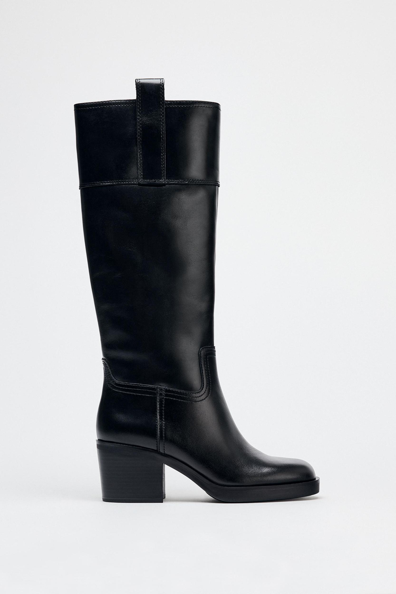 LEATHER KNEE HIGH BOOTS Product Image