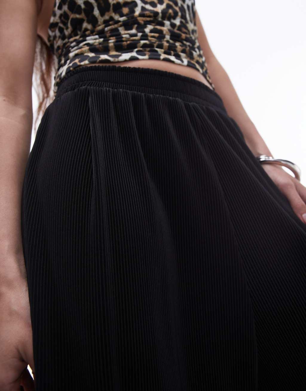 Topshop plisse balloon leg pants in black Product Image