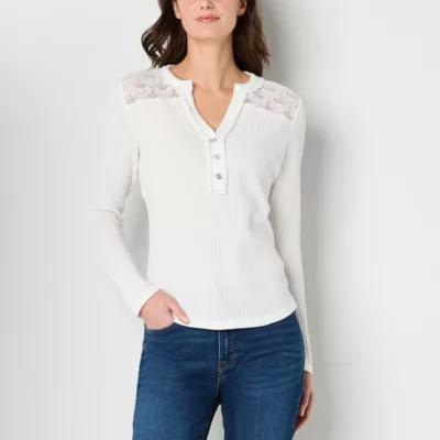 Frye and Co. Womens Long Sleeve Ribbed Henley Shirt Product Image