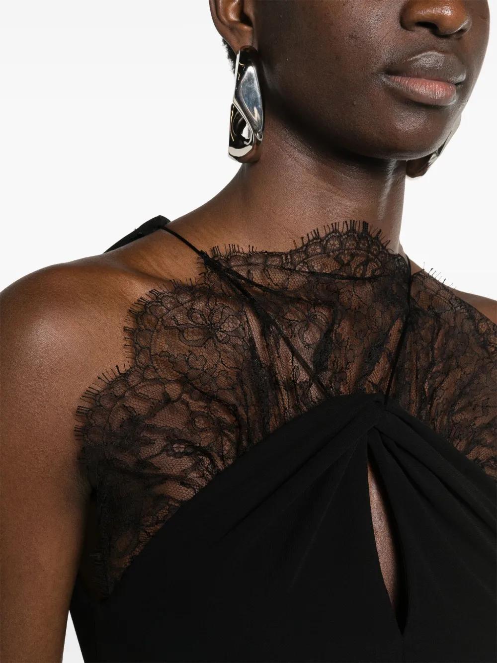lace-appliqué halterneck midi dress Product Image