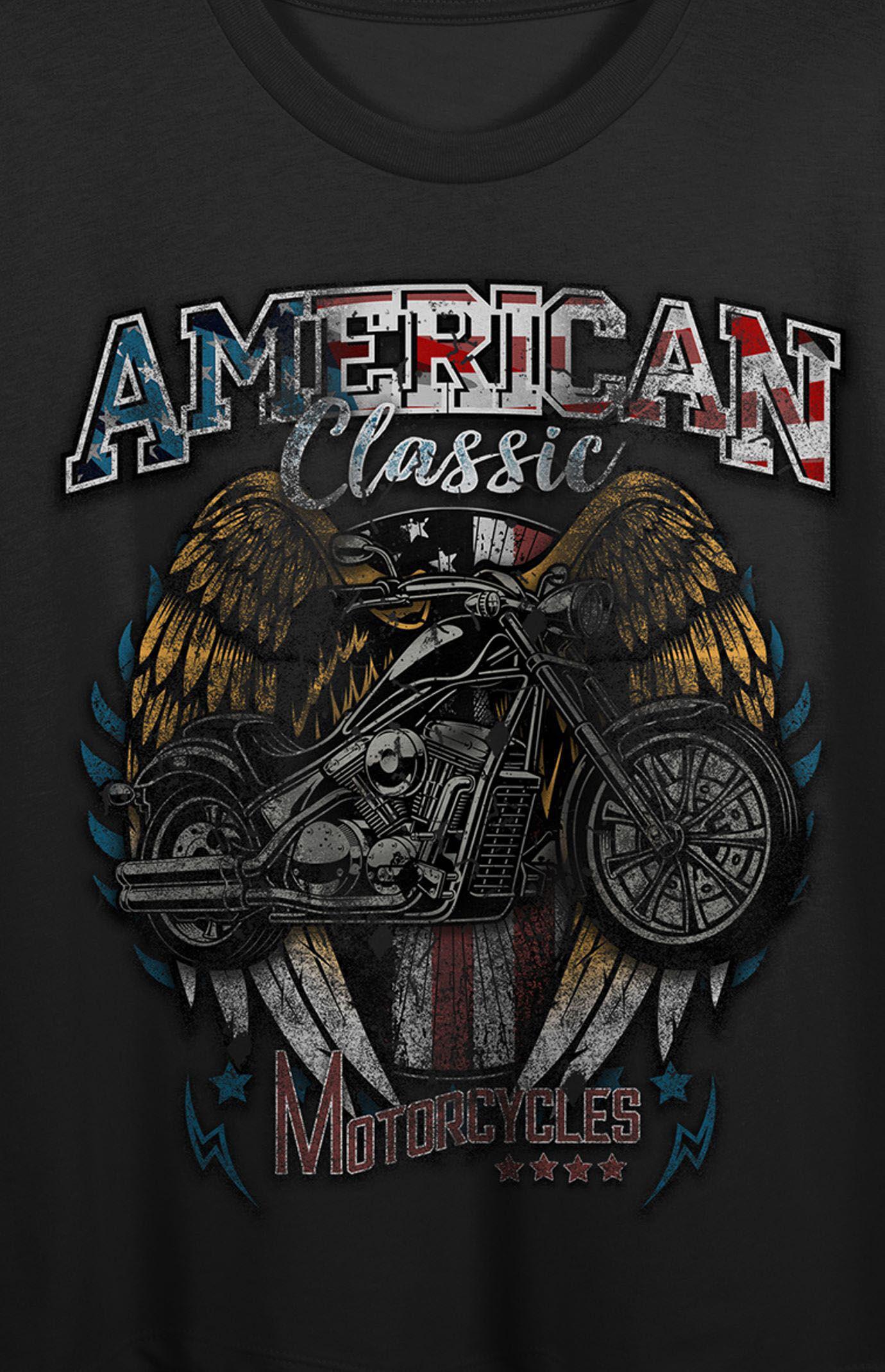 Juniors American Classic Motorcycles Faded Crewneck Boxy Graphic Tee, Girl's, Size: XS, Black Product Image