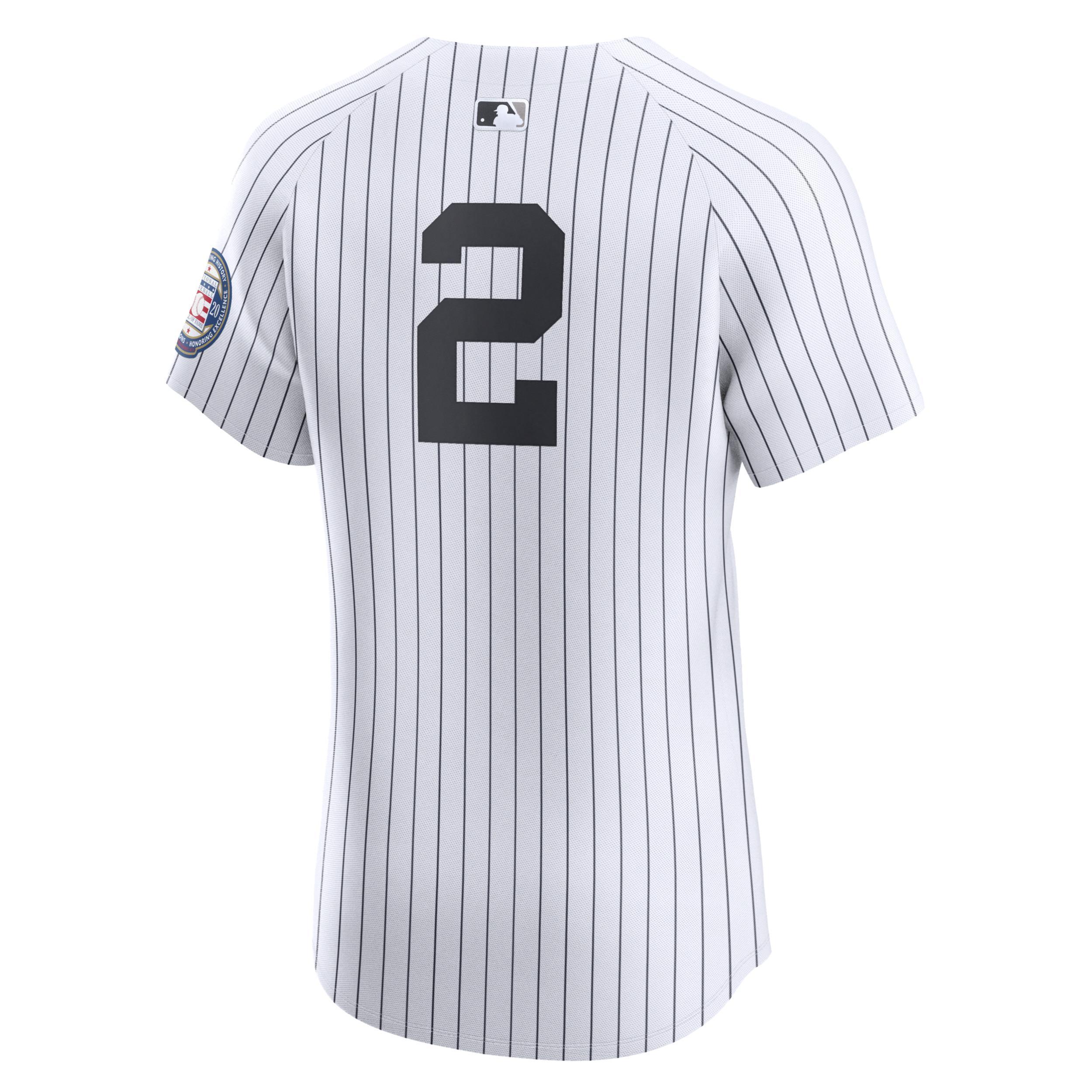 Men's Nike Derek Jeter White New York Yankees Home 2020 Hall of Fame Induction Patch Elite Player Jersey, Size: 60 Product Image