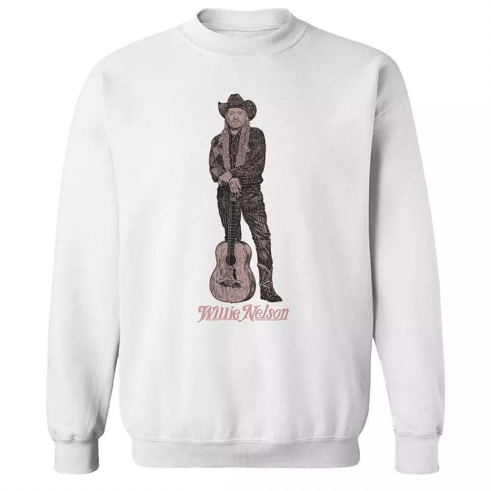 Junior's Willie Nelson Master Pose Graphic Fleece Sweatshirt, Women's, Size: Large, White Product Image