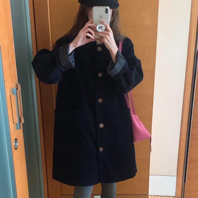 Long Sleeve Lapel Button Corduroy Jacket Product Image