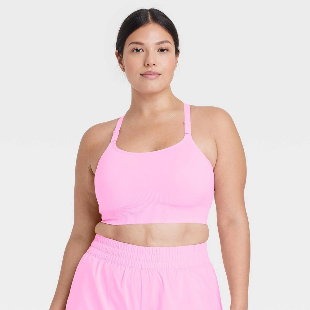 Womens Seamless Medium Support Cami Sports Bra - All In Motion Light XS: Racerback, Removable Cups Product Image