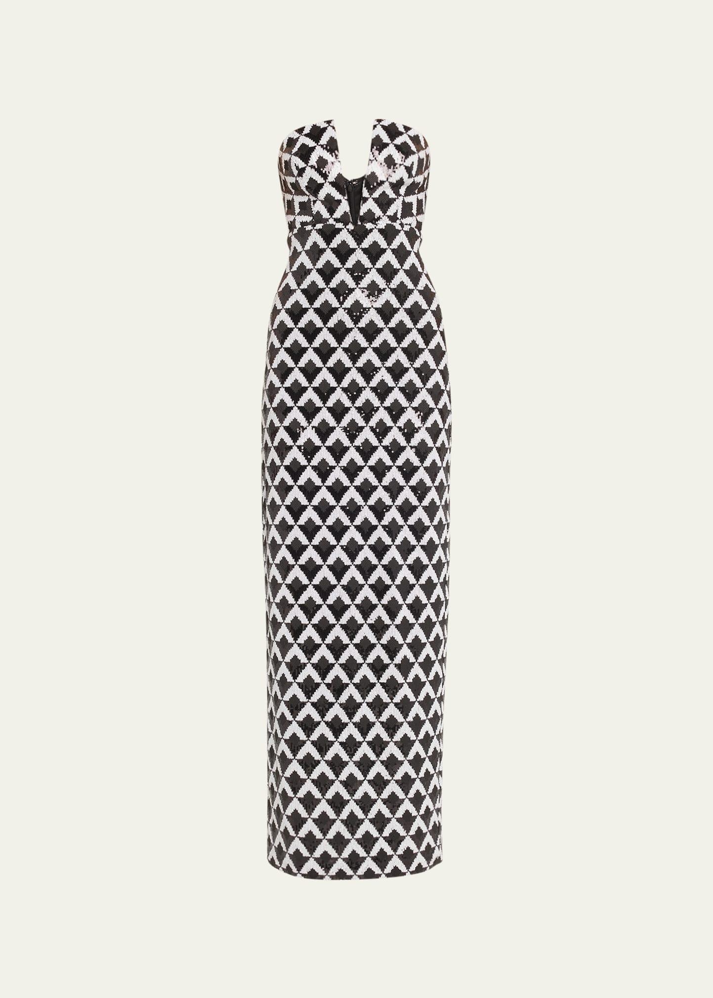Ramona Checkmate Sequined Strapless Gown Product Image