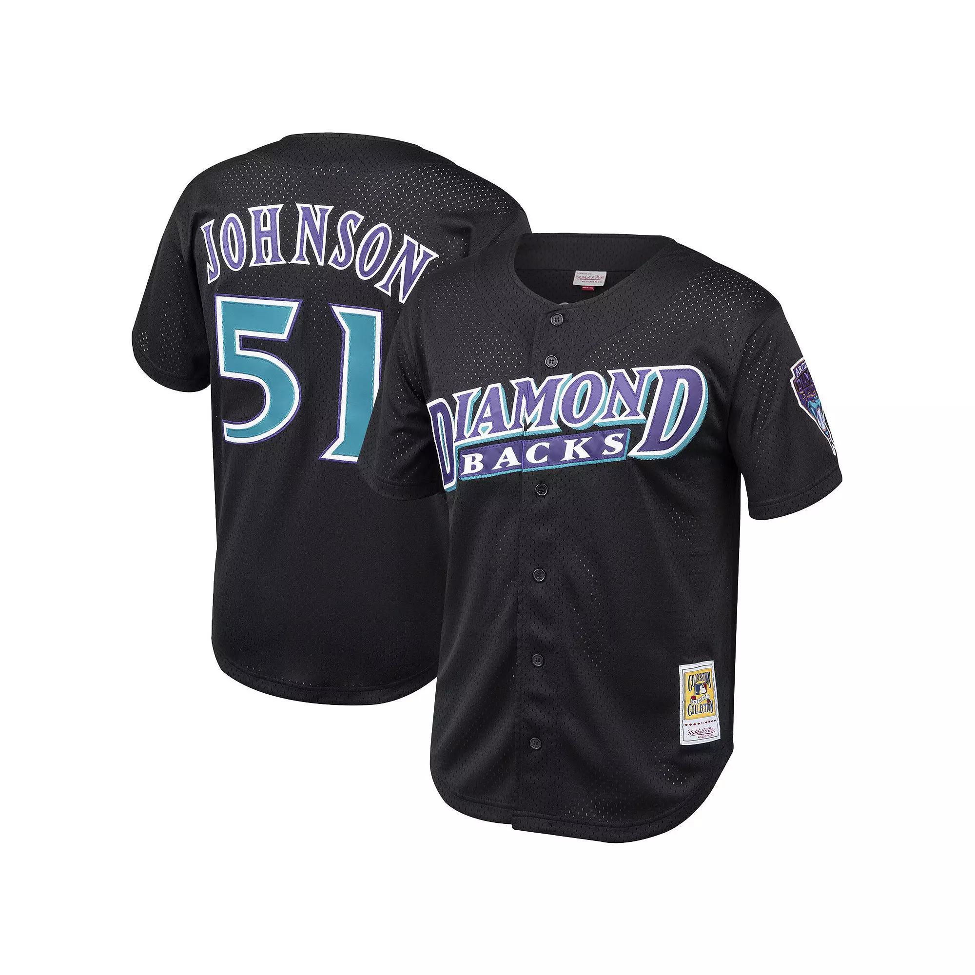 Men's Mitchell & Ness Randy Johnson Black Arizona Diamondbacks Cooperstown Collection Mesh Batting Practice Button-Up Jersey, Size: 3XL Product Image