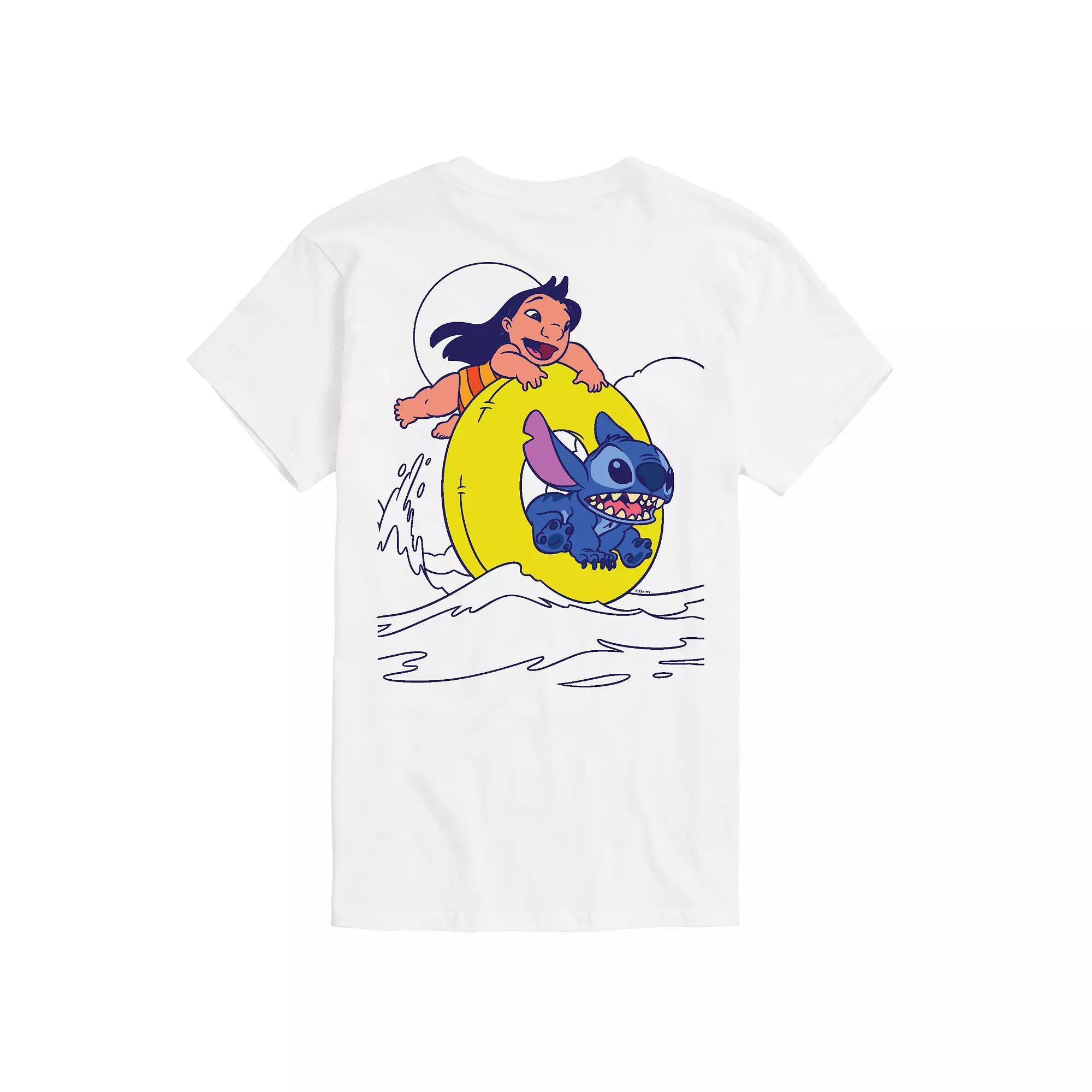 Disneys Lilo & Stitch Mens Tube Surfing Graphic Tee Ivory Product Image