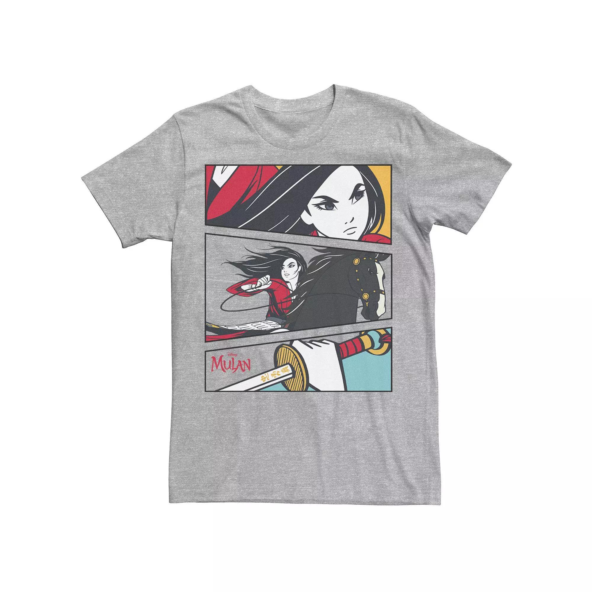 Disney's Mulan Live Action Mulan Comic Action Panels Men's Tee, Size: 3XL, Athletic Grey Product Image