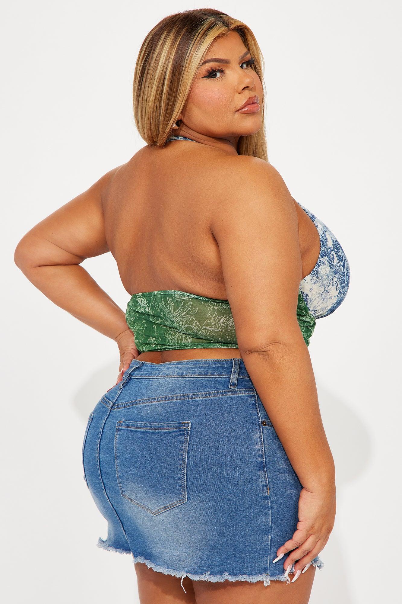 Arianna Halter Corset Top - Green/combo Product Image