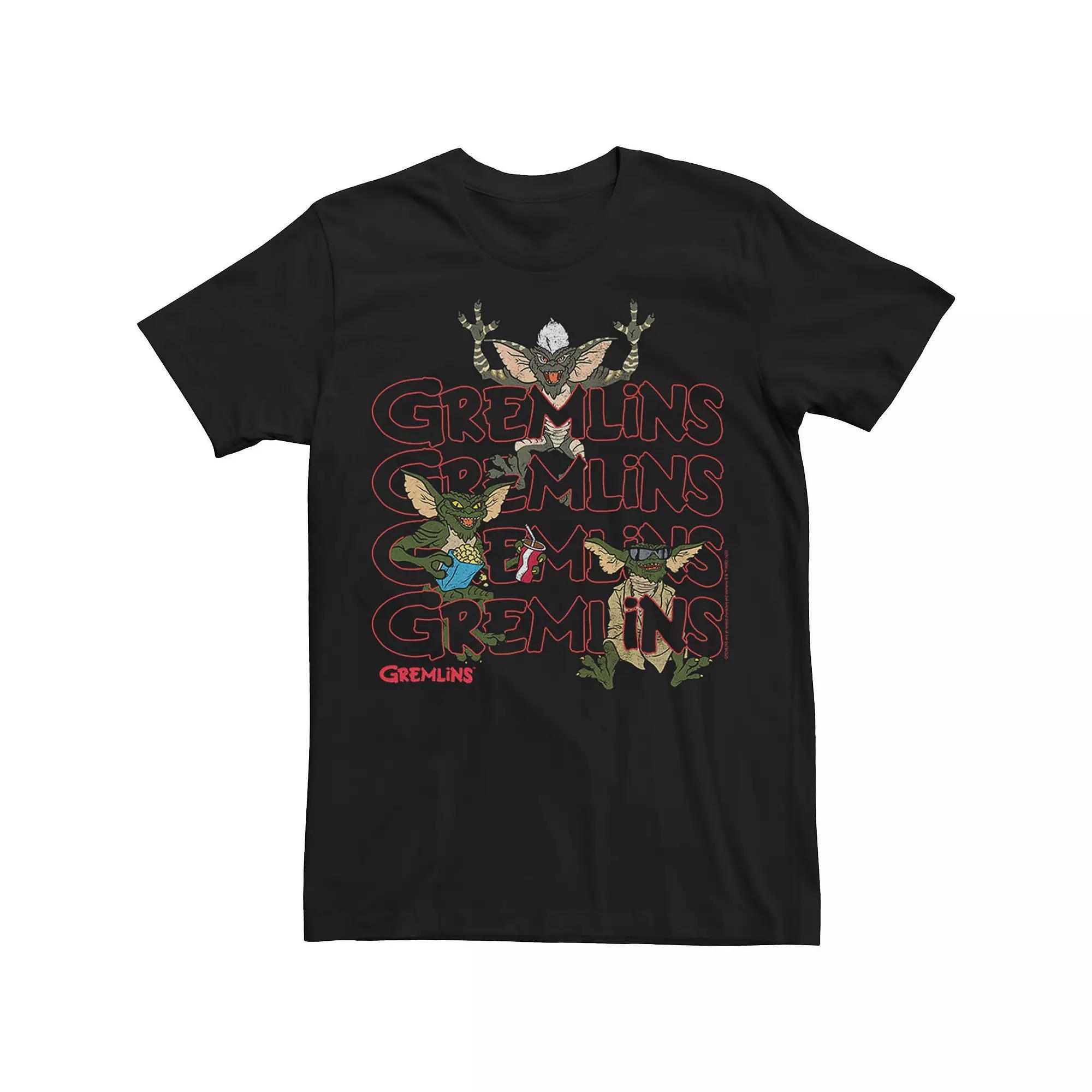 Men's Gremlins Text Stack Tee, Size: XL, Black Product Image