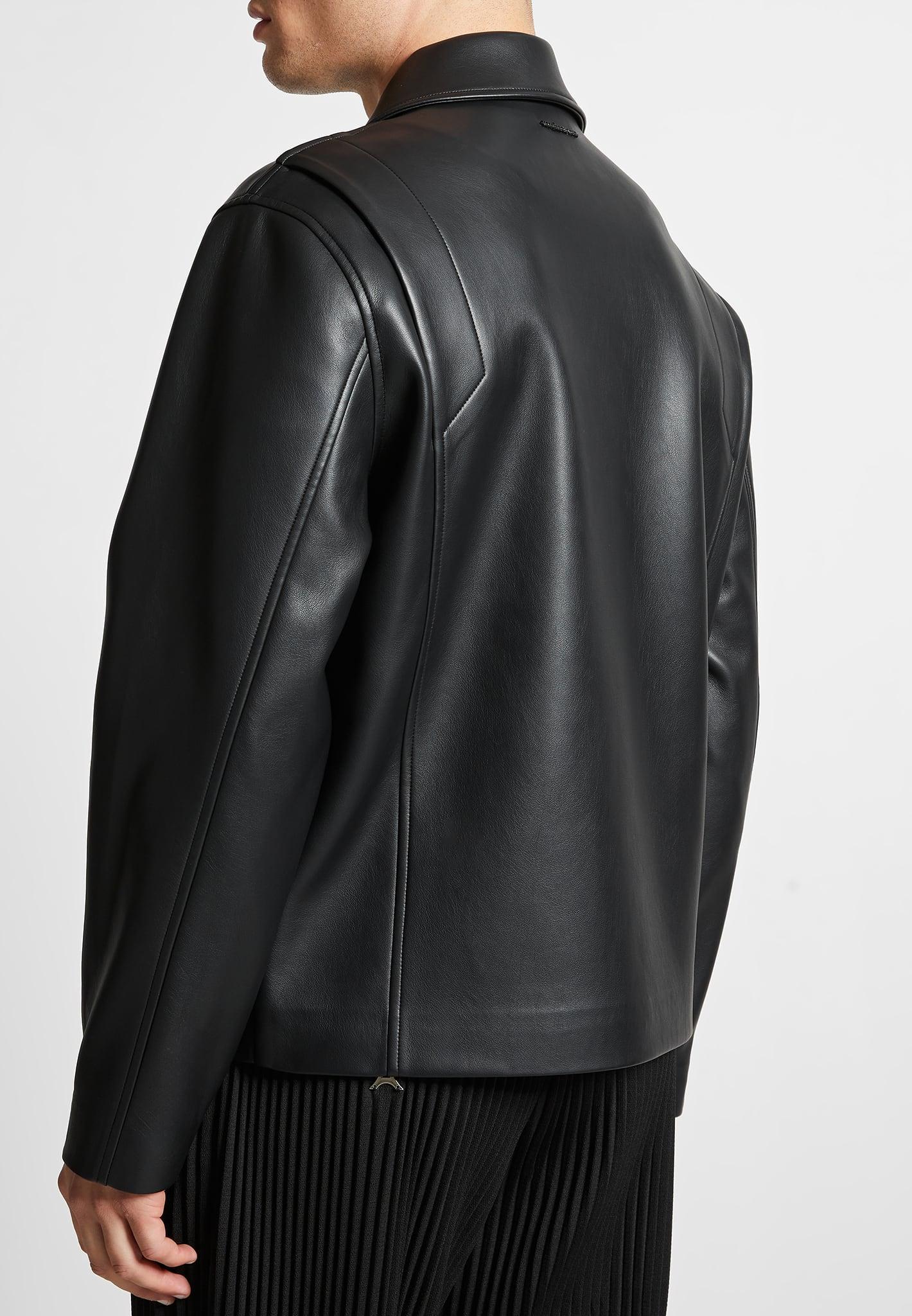 Leather Minimal Boxy Jacket - Black Male Product Image