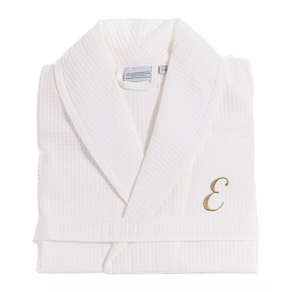 Linum Home Textiles Turkish Cotton Personalized Waffle Weave Bathrobe, Women's, Size: Small/Medium, White Gray W Product Image