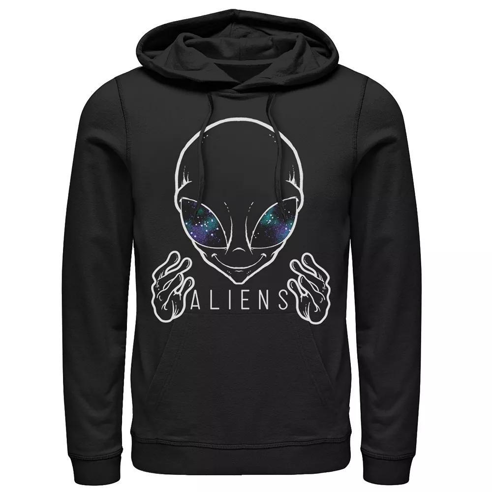 Men's Alien Space Eyes Come Here Hoodie, Size: Large, Black Product Image