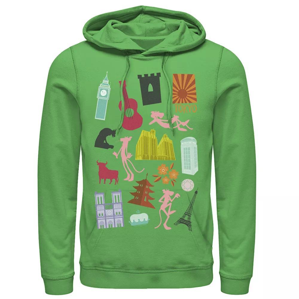 Men's Pink Panther Around The World Doodles Hoodie, Size: XL, Kelly Product Image