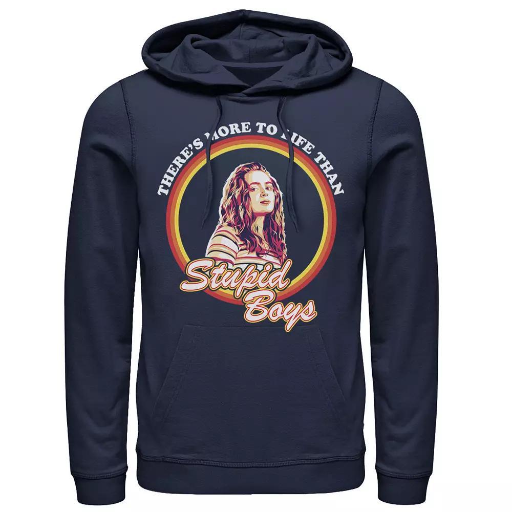 Men's Netflix Stranger Things Max More To Life Than Stupid Boys Hoodie, Size: Small, Blue Product Image