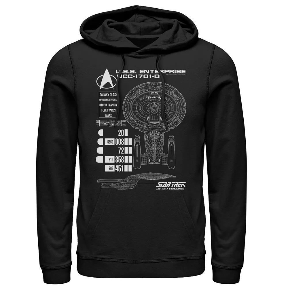 Men's Star Trek Next Generation Enterprise Chart Hoodie, Size: Large, Black Product Image