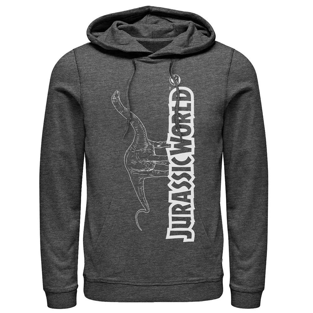 Men's Jurassic World Longneck Dinosaur Title Logo Outline Hoodie, Size: XL, Black Product Image