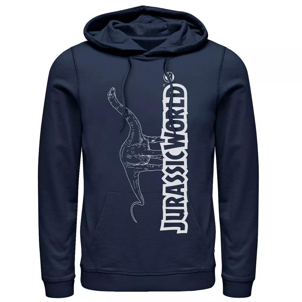 Men's Jurassic World Longneck Dinosaur Title Logo Outline Hoodie, Size: XL, Black Product Image