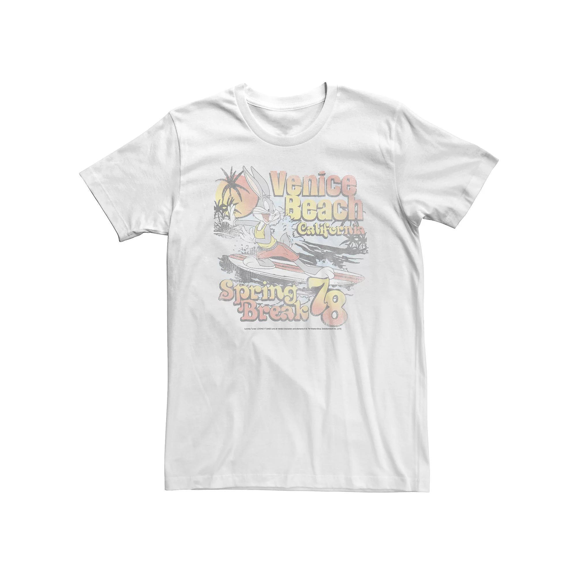 Big & Tall Looney Tunes Bugs Bunny Venice Beach Spring Break 78 Tee, Men's, Size: XXL Tall, White Product Image