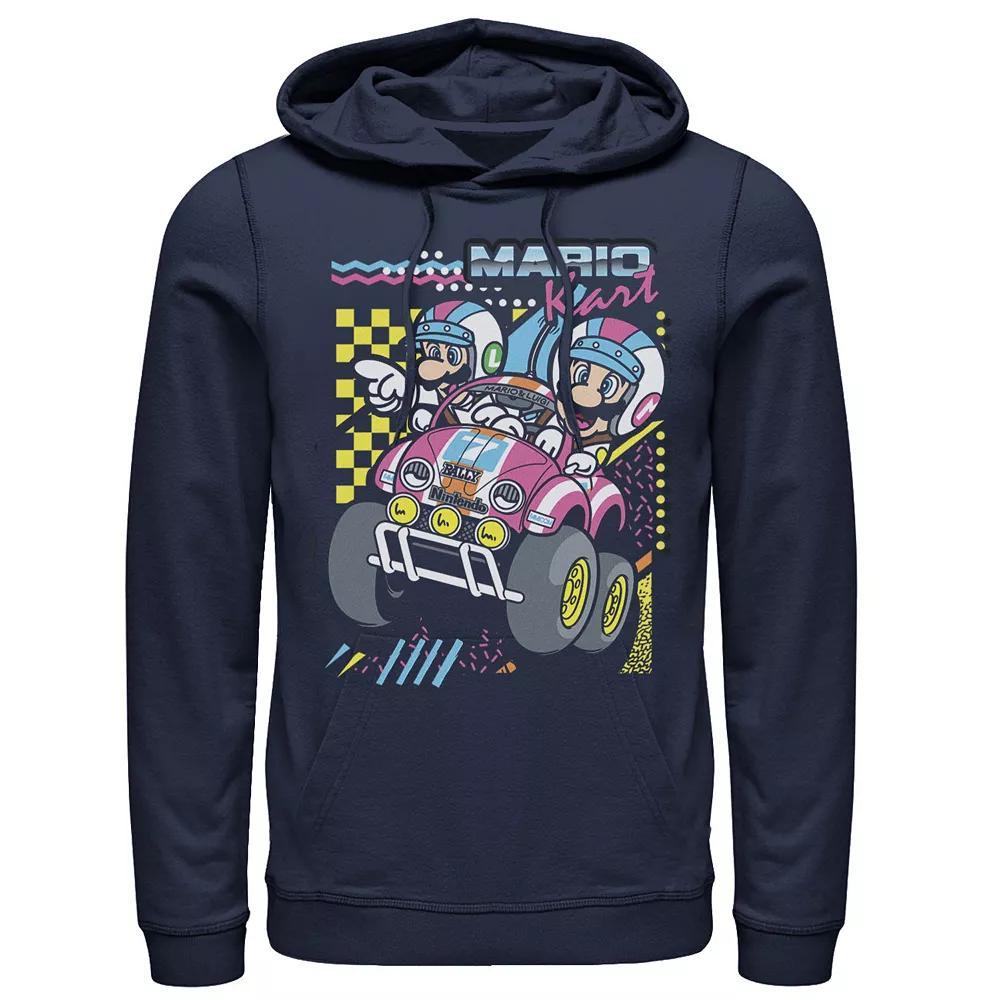Men's Nintendo Mario Kart Mario Luigi Darting Hoodie, Size: Small, Blue Product Image