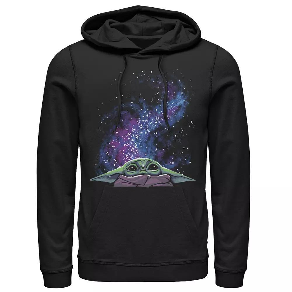 Men's Star Wars: The Mandalorian The Child Galaxy Big Face Hoodie, Size: Large, Black Product Image