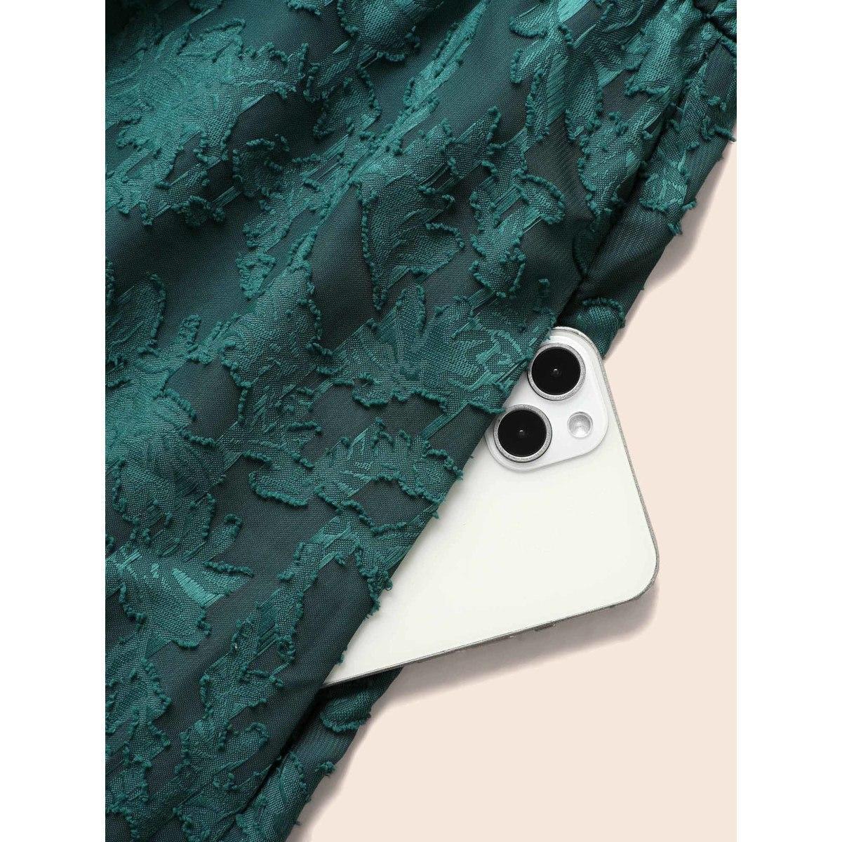 Plus Size Texture Mesh Tie Knot Tank Dress Emerald Women Elegant Tie knot V-neck Sleeveless Curvy BloomChic 18-20/2X Product Image