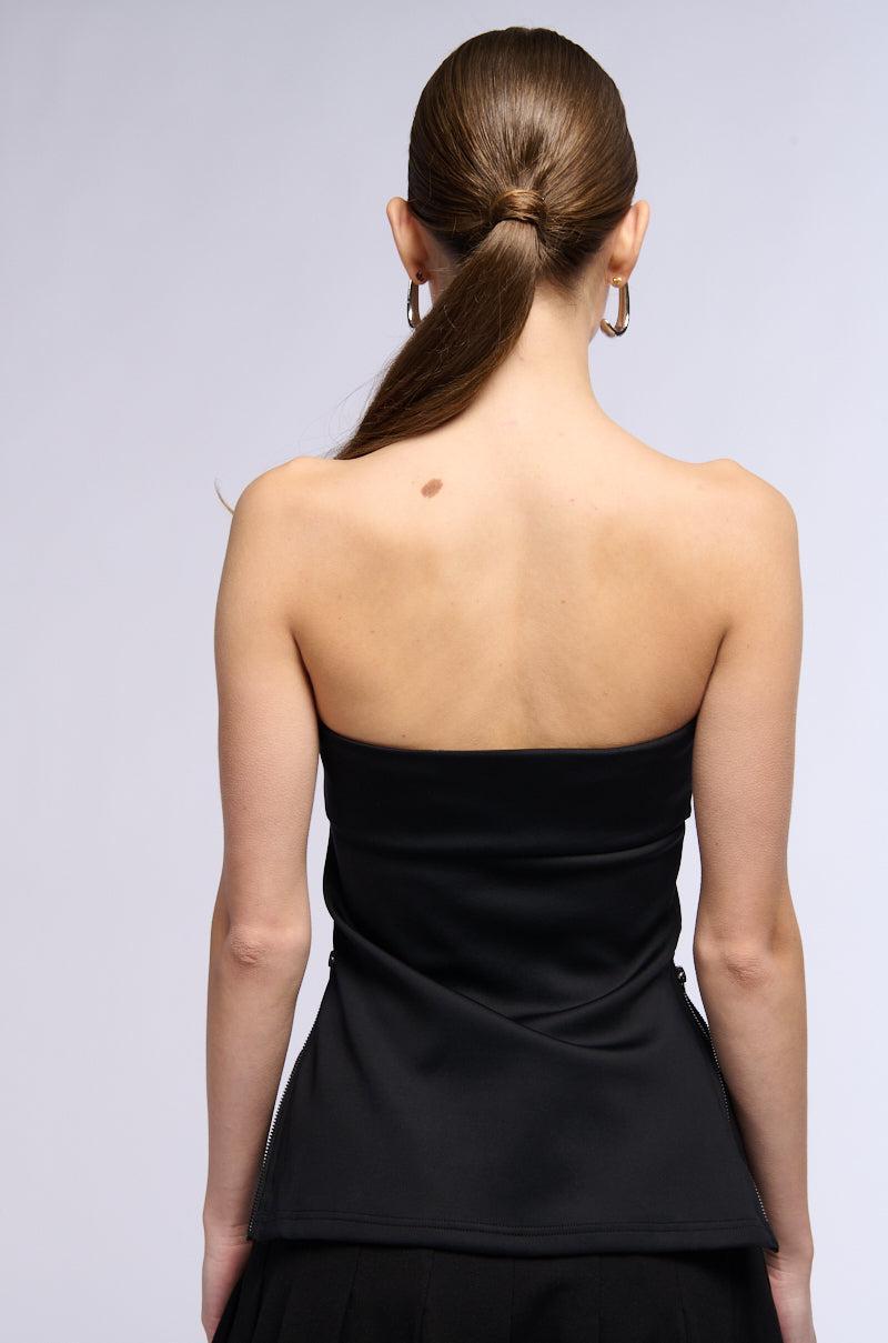PURE BEAUTY SIDE ZIP TUBE TOP SHIRT IN BLACK Product Image