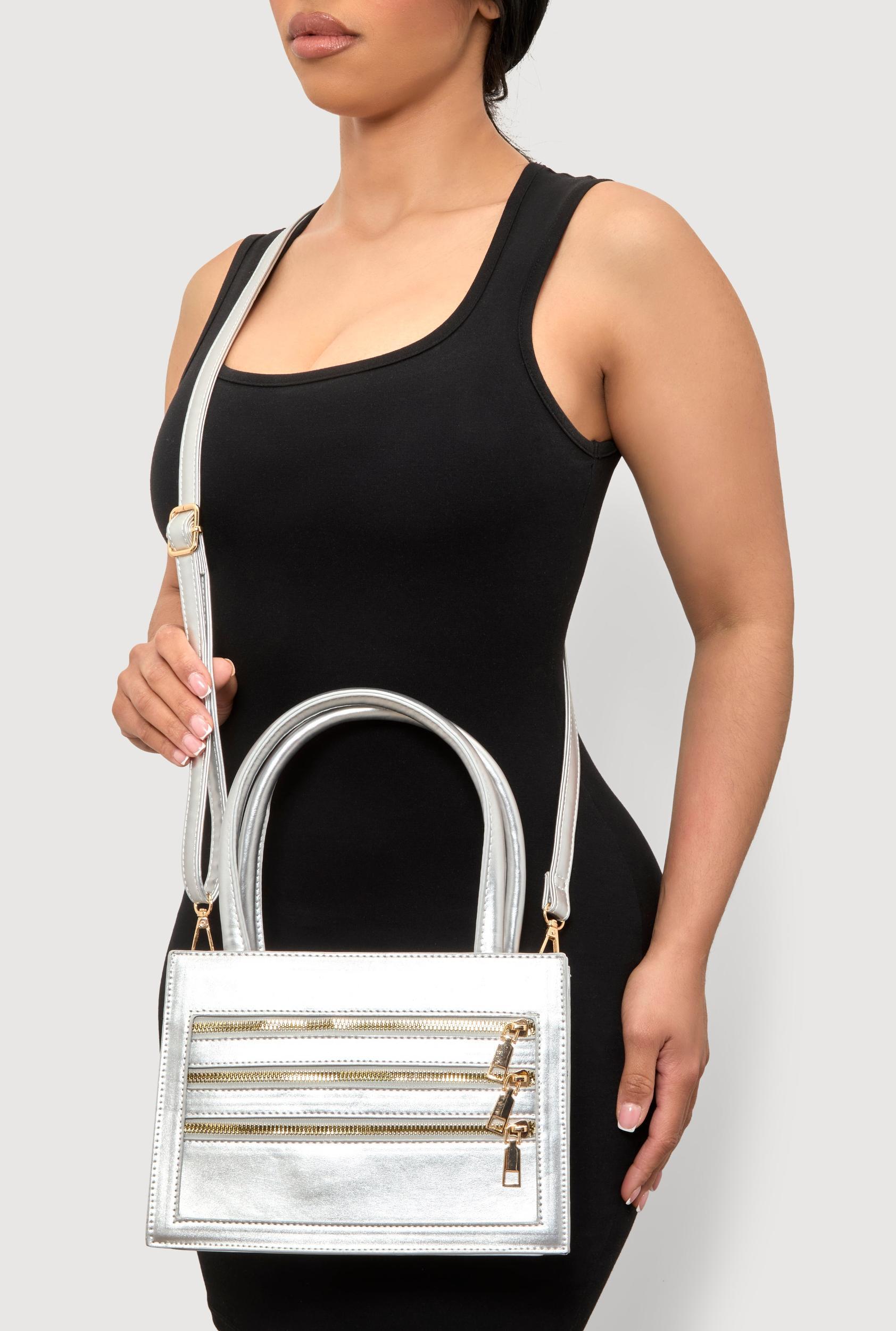 Triple Zipper Detail Convertible Handbag Female Product Image