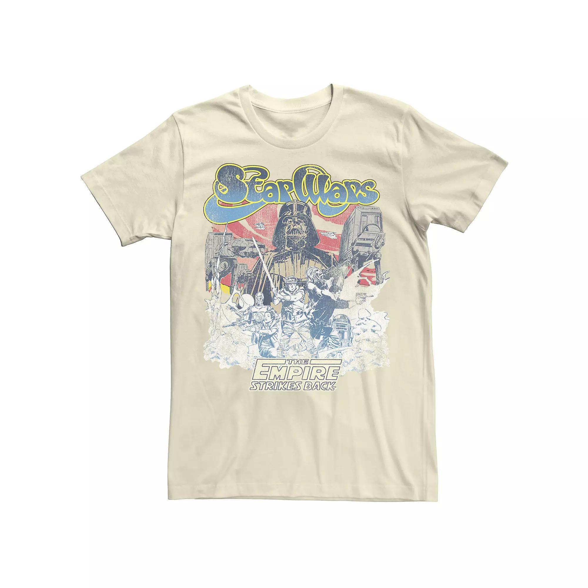 Men's Star Wars Retro 70's Battle Of Hoth Vader and Rebels Graphic Tee, Size: Medium, Natural Product Image