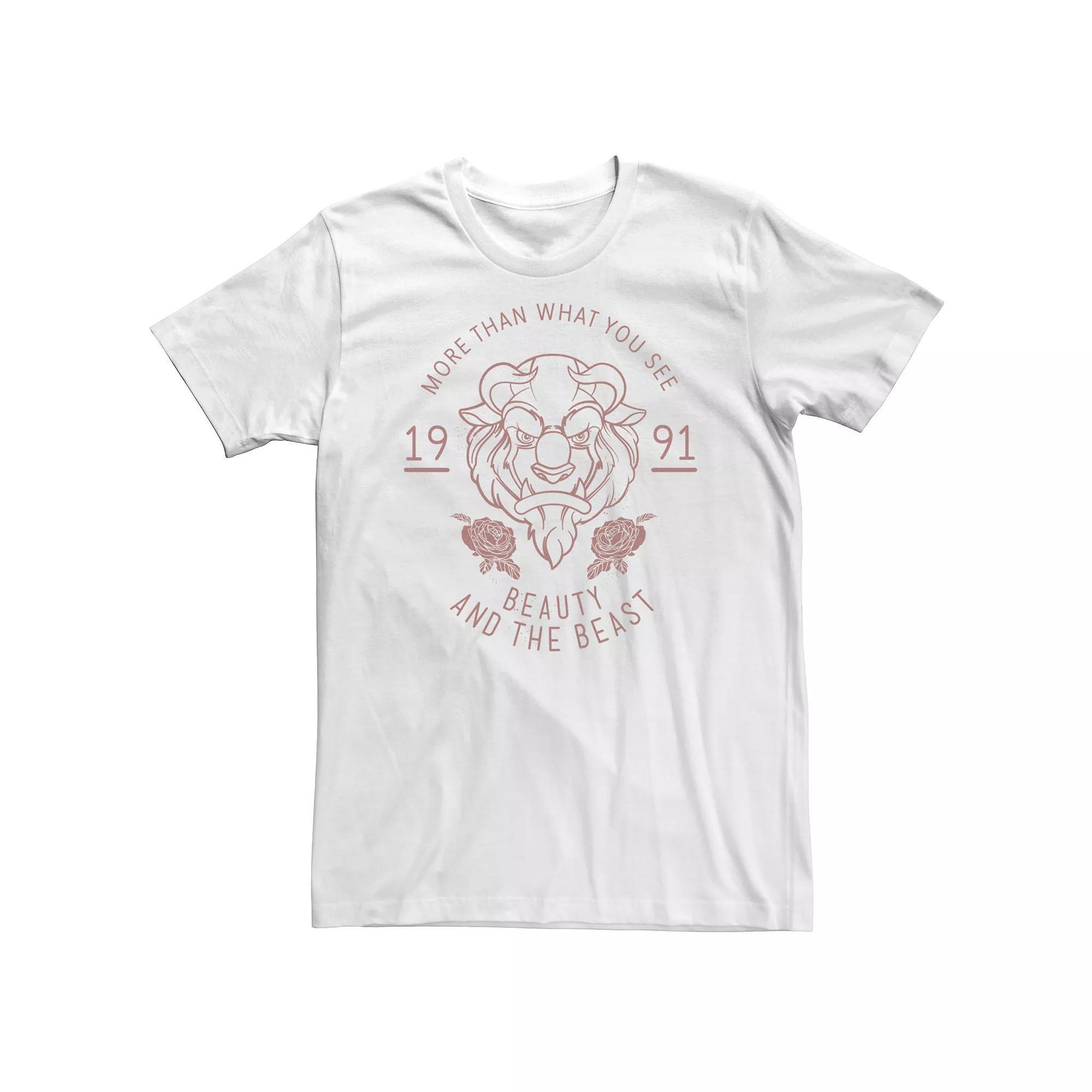 Big & Tall Disney Beauty And The Beast 1991 Tee, Men's, Size: 4XL, White Product Image