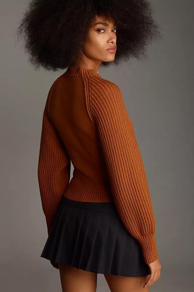 Maeve Mock-Neck Raglan Ribbed Sleeve Pullover Sweater Product Image