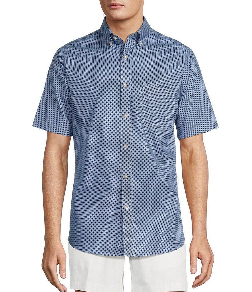 Gold Label Roundtree & Yorke Slim Fit Non-Iron Short Sleeve Geo Print Sport Shirt Product Image