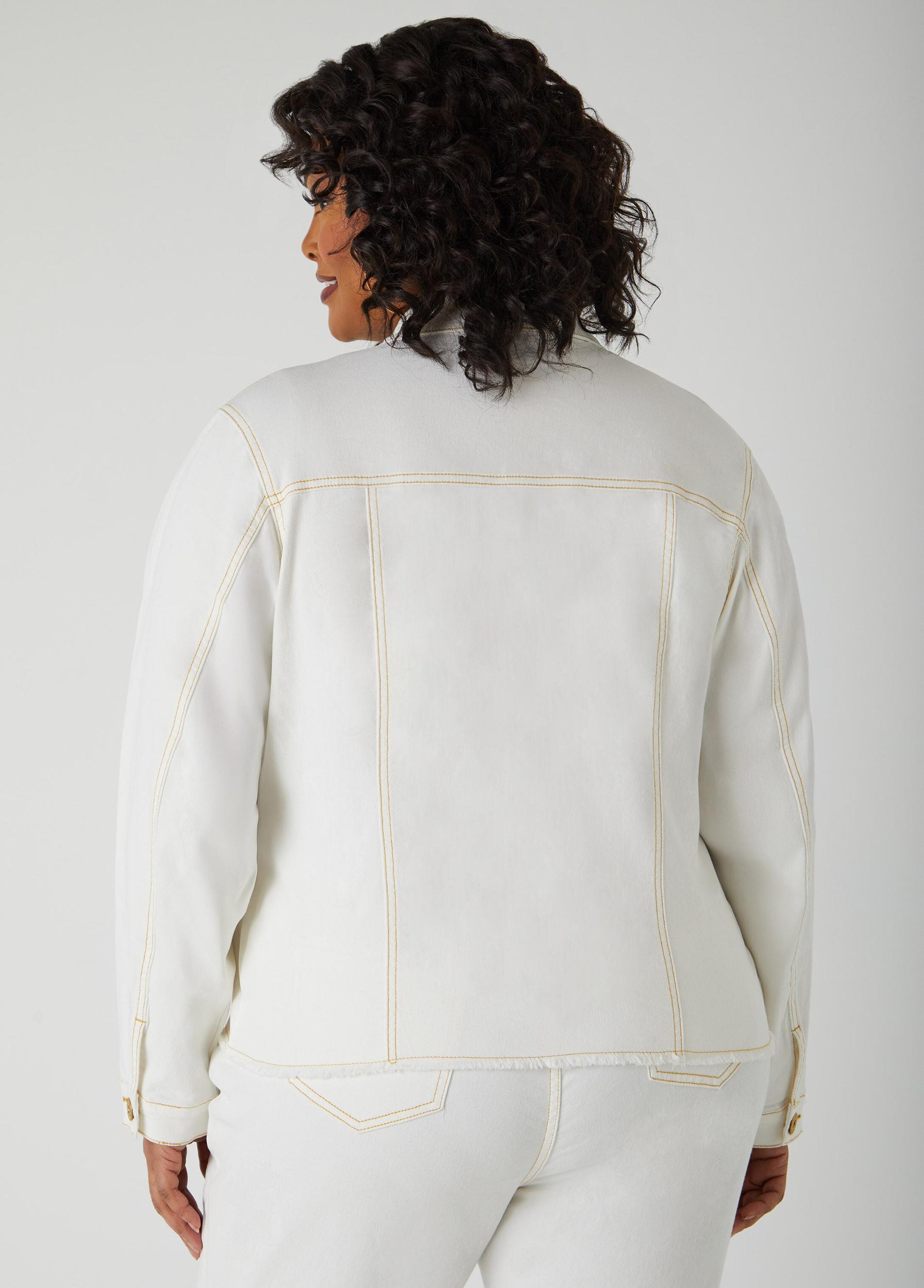 Frayed Stretch Denim Jacket Product Image