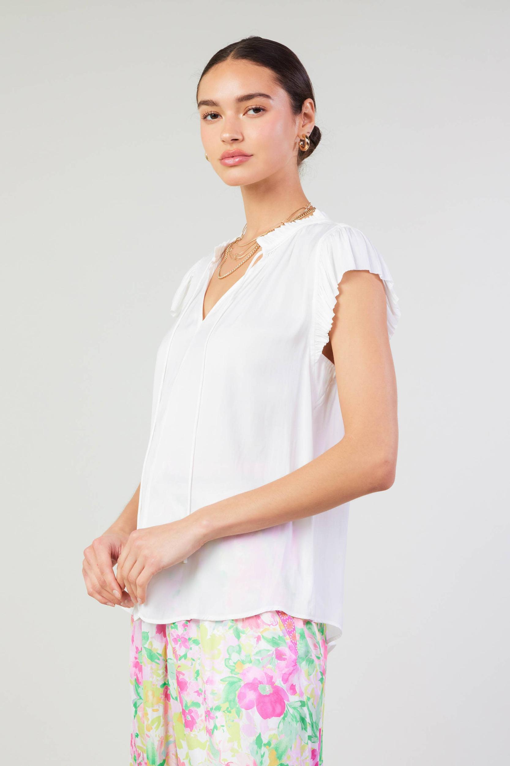 Melany Ruffle Blouse - white Product Image