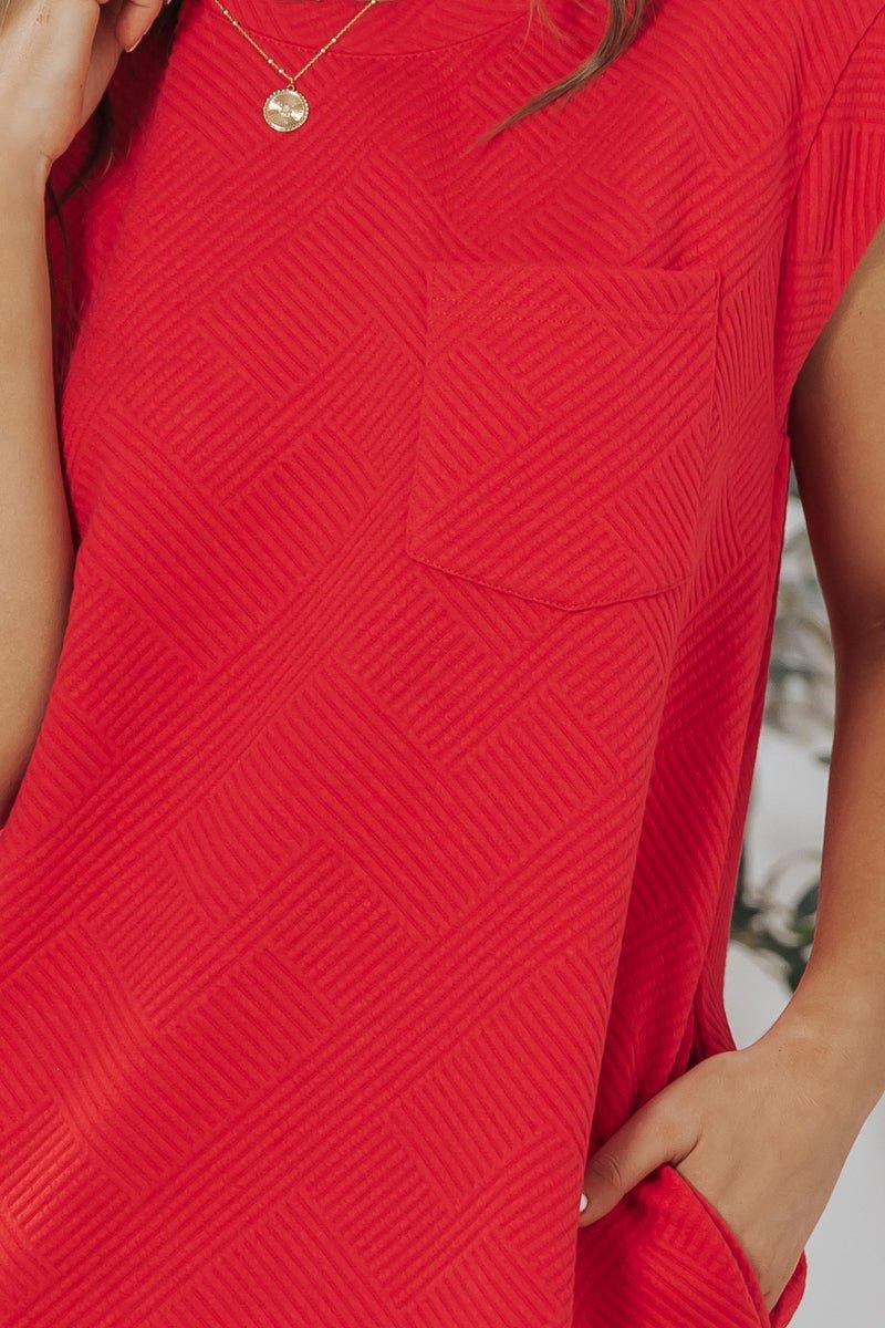 Kimberly Red Textured Mini Dress Product Image
