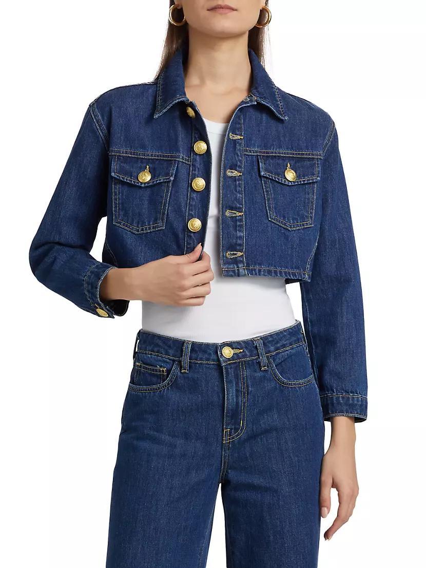 Genevie Denim Crop Jacket Product Image