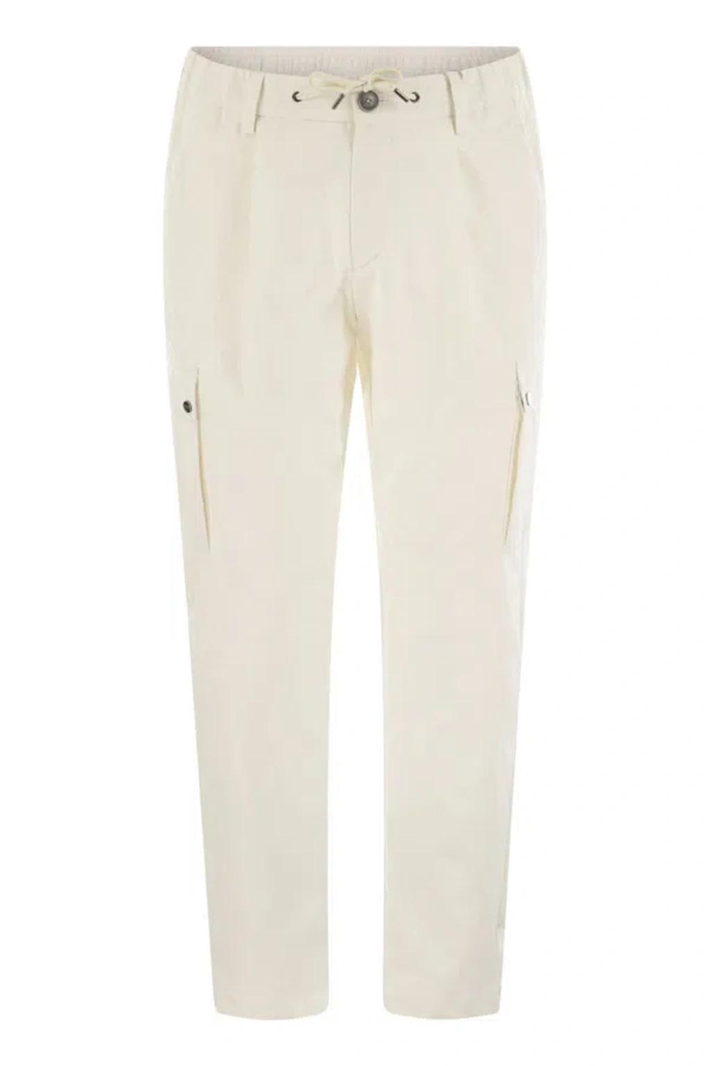 HERNO Mechanical Stretch Twill Cargo Trousers In White Product Image