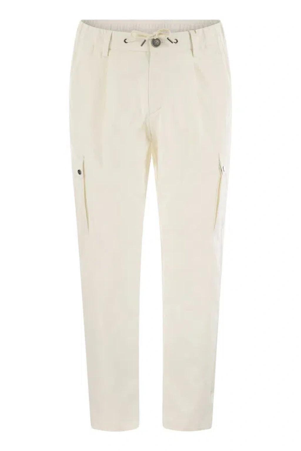 HERNO Mechanical Stretch Twill Cargo Trousers In White Product Image