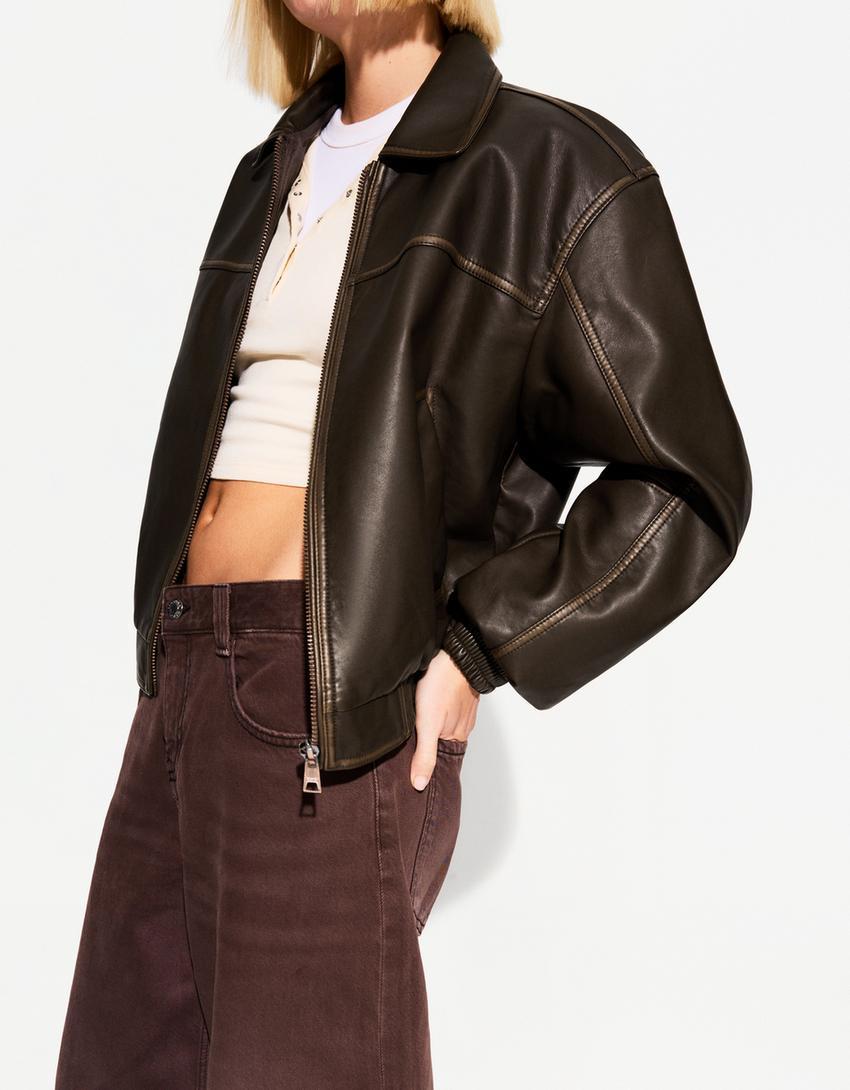 Faux leather oversize jacket Product Image