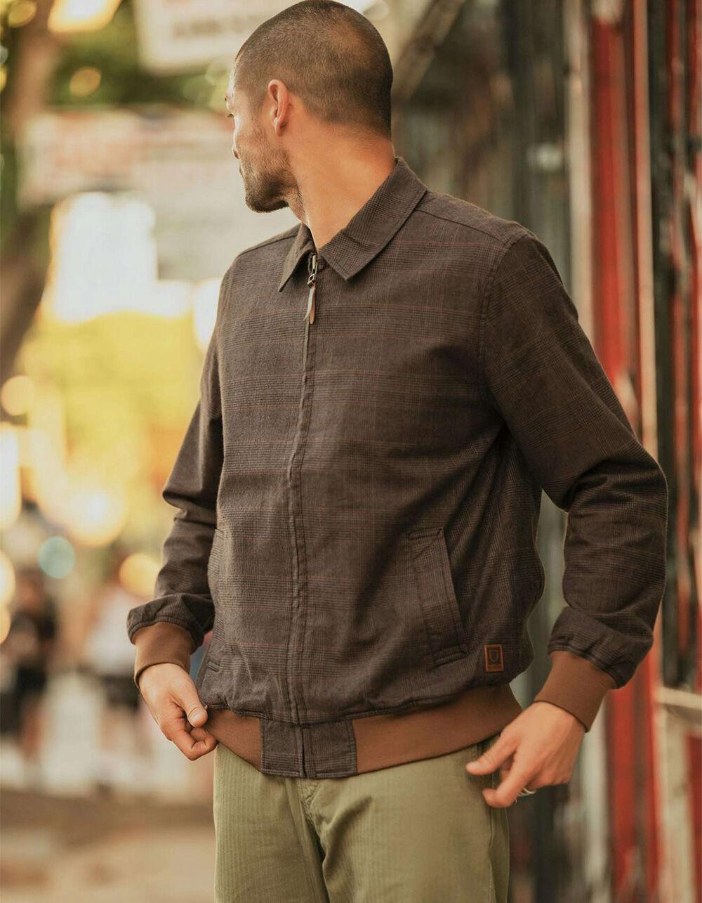 BRIXTON Dillinger Houndstooth Mens Bomber Jacket - BLACK COMBO Product Image