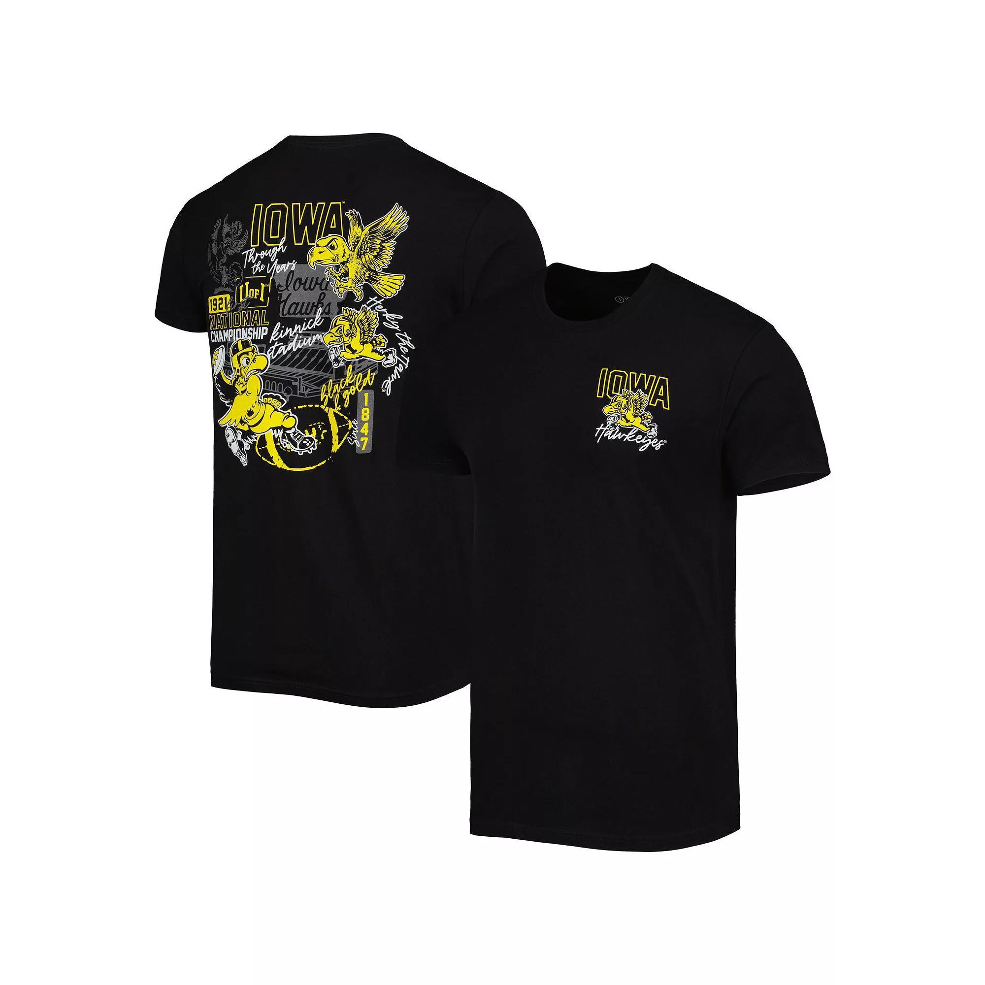 Men's Black Iowa Hawkeyes Vintage Through the Years Two-Hit T-Shirt, Size: XL Product Image