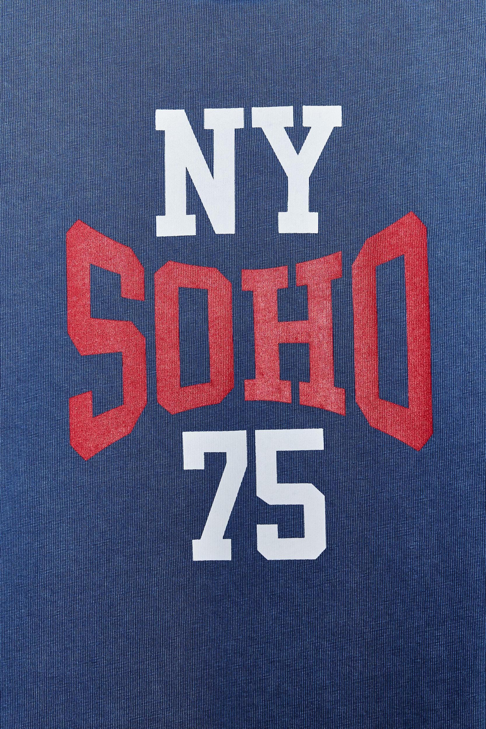WASHED EFFECT T-SHIRT WITH SLOGAN Product Image