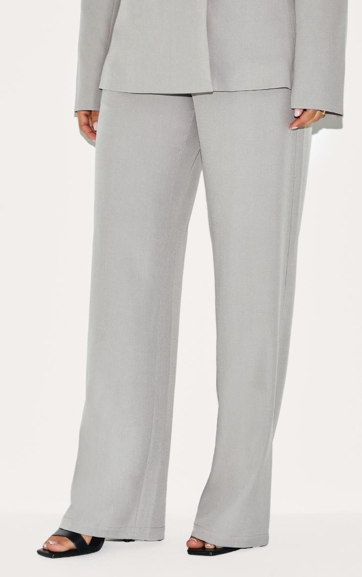 Petite Grey Woven Tailored Straight Leg Pants Product Image