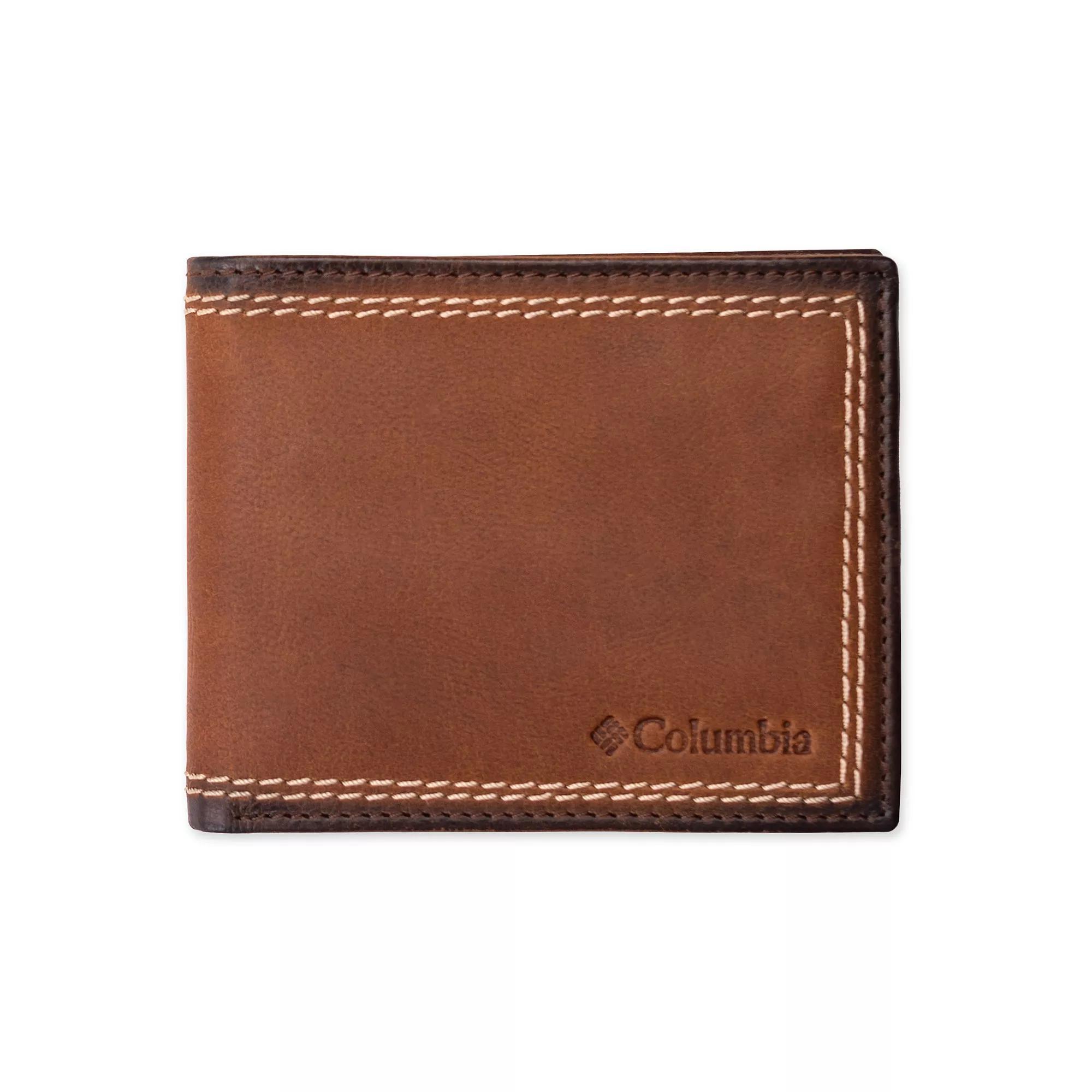 Men's Columbia RFID-Blocking Heavy Contrast Stitch Traveler Wallet, Brown Product Image