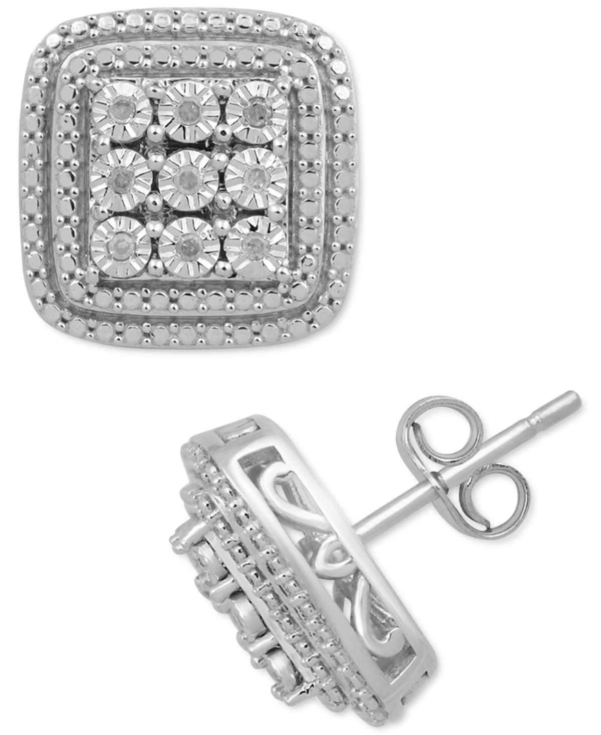 Diamond Cluster Stud Earrings (1/10 ct. t.w.) in Sterling Silver Product Image