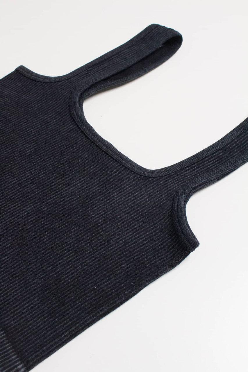 Black Washed Seamless Crop Tank Product Image